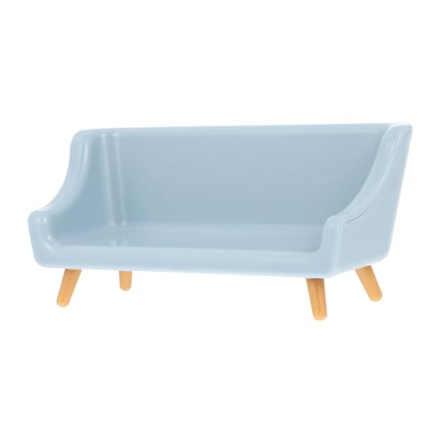 Vaguelly Puppenhauszubehör Puppenhausmöbel Miniatursofa Minihaus DIY Sofa Minihauszubehör Minisofamodell Mini Simulationssofamodell Kinderspielzeug Kunststoff Blau von Vaguelly