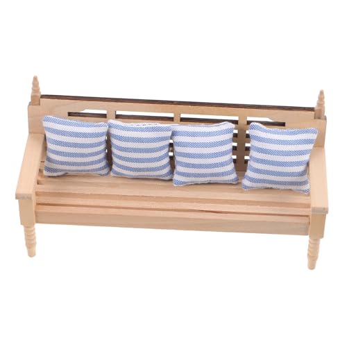 Vaguelly Puppenstubenstuhl Sessel Puppen Puppenstubencouch Puppenstubenzubehör Puppenmöbel Puppenstubenstuhl Puppenstubensofa Mit Kissen Miniatursofa Stuhl Spielzeugstuhl Baumwolle Khaki von Vaguelly