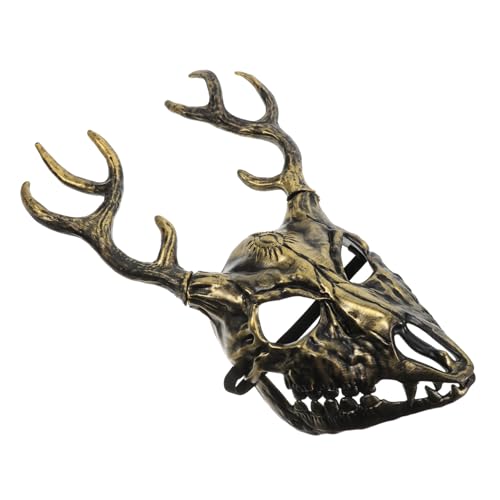 Vaguelly Realistische Hirschgeweih Halbgesichtsmaske aus Atmungsaktivem Material Komfortabel und Abnehmbar für Halloween Cosplay Party und Rollenspiel Einzigartiges Design als Hirsch Kostüm von Vaguelly