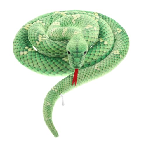 Vaguelly Realistisches Plüschschlangen Weiches Flexibles Kuscheltier für Grüne Nachbildung Gruseliges Party Sicherer Hochwertiger Spaß für Halloween und Themenpartys von Vaguelly