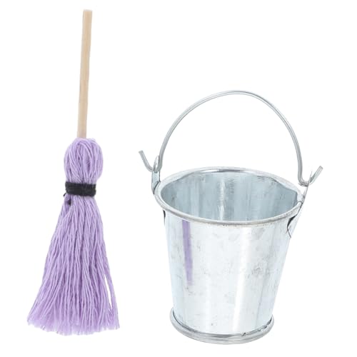 Vaguelly Reinigungsset für Puppenhäuser Kompakter Eimer und Mini für DIY Feengarten Mikrolandschaften und Fotografie Requisiten Langlebig und Tragbar Zubehör von Vaguelly