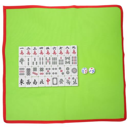 Vaguelly Reise Mini Mahjong Set Tragbares Mahjong Set mit Tischdecke und Würfeln für Indoor und Outdoor Spiele für Familien und Freunde von Vaguelly