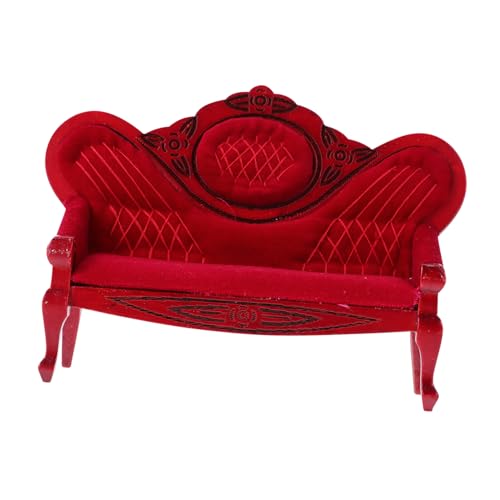 Vaguelly Retro Möbelmodell Puppenhaus-Sofa-Couch Miniatur-sofastuhl Vintage Puppenhausmöbel Mini-Sofa-Figur Mini House Accessory Puppencouch Winzige Hausmöbel Dekoratives Mini-Sofa Holz von Vaguelly