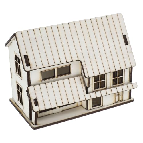 Vaguelly Rustikales Miniaturhaus Holz Beige Fertiges Modell für Puppenhaus Sandbox Microgarten Dekofigur Detailreich Vielseitig Nutzbar für Weihnachts und Architektur Szenen von Vaguelly