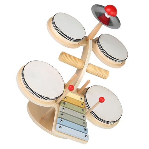 Vaguelly Schlagzeug Set Holzspielzeug Musikinstrumente für Kleinkinder Lernspielzeug für Musik für Jungen und Mädchen Fördert die Sensorischen Fähigkeiten von Vaguelly