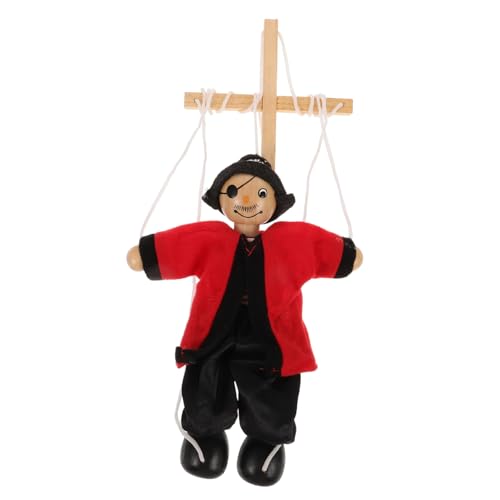 Vaguelly Schnur Marionette Clown-Puppe Handpuppen Gruselige Puppe Fingerpuppen Puppen Für Lustige Piratenschiffe Zubehör Für Puppenspiele Piratenkegelpuppe Holzpuppe Black Stoff von Vaguelly
