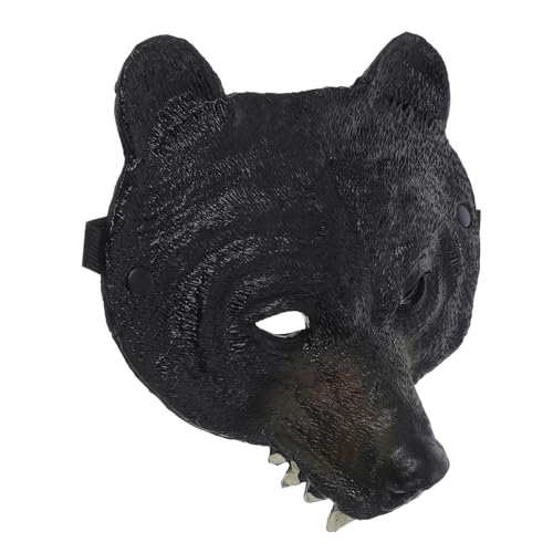 Vaguelly Schwarze Bärenmaske Kuhkostüm Tiere Lustige Kostümmasken Einhorn-kuchendekorationen Halloween-fuchs-halbmaske Schwarzbärenmaske Realistische Masken Maskerade Maske Frauen Pu Black von Vaguelly
