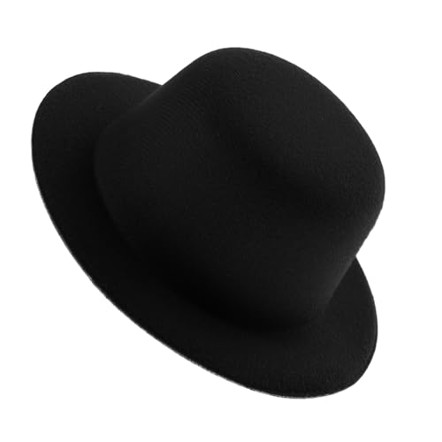 Vaguelly Schwarzer Mini Lolita Filz Hut für Puppen Weicher Plüsch Handgefertigtes Puppenzubehör Kleine Bastel Topper hüte für Kostümpartys und Cosplay für Puppenkleidung von Vaguelly