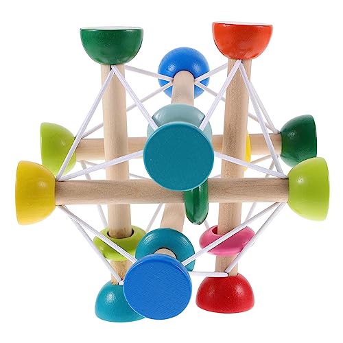 Vaguelly Spielzeug Spielset Aus Holz Greifling Für Kleinkinder Karneval Elastische Holzkugeln Greiftätigkeit Hölzern Shaker Kugelförmig Baby von Vaguelly
