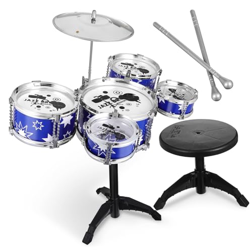 Vaguelly Set Schlagzeug Kleinkinder Musikinstrumente Kinderspielzeug Kleinkind Musikinstrumente Jazz Schlagzeug Jazz Schlagzeug Instrumente Percussion Musikinstrumente Kunststoff von Vaguelly