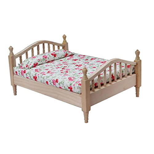 Vaguelly Simulationsbett Für Kleines Zubehör Für Puppenhäuser Kleines Hauszubehör Puppenhausbett Ornament Für Puppenhaus Dekoration Für Puppenhaus Kinderspielzeug Khaki Hölzern von Vaguelly