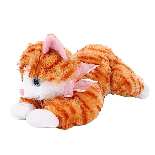 Vaguelly Simulationskatzenpuppe Cutie Cats kindergeburtstags mitgebsel cat für katzenspielzeug katzenspielzeig Plush cat plüschkatze Geburtstag Puppe Cartoon-Puppe Orange von Vaguelly