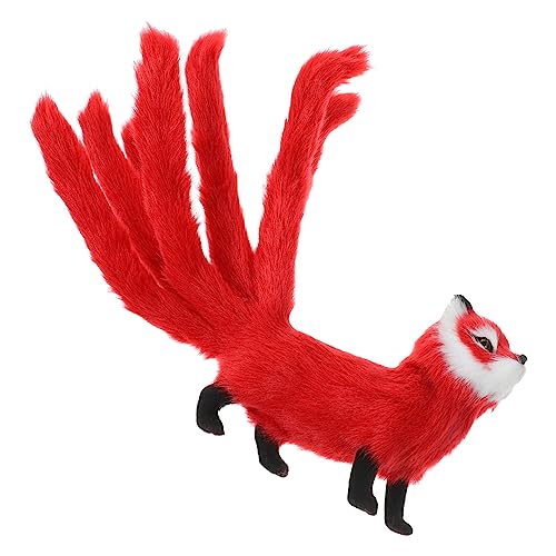Vaguelly Simulierter Fuchs Füchse Statue Füchse Plüsch Plüschtierfigur Kleine Füchse Figur Plüschfüchse Simulation Füchse Cartoon-Tier-Ornamente Wohnkultur Rot Kunstfell von Vaguelly