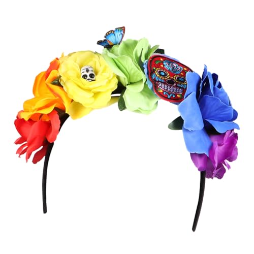 Vaguelly Skull Headband mit Farbiger Rosenblume Leichtes Festival Haarband für Halloween Kostüm Komfortabler Haarschmuck für Party Foto Requisiten Dekoratives Stirnband für Damen Vaguelly Skull Headband mit Farbiger Rosenblume Leichtes Festival Haarband für Halloween Kostüm Komfortabler Haarschmuck für Party Foto Requisiten Dekoratives Stirnband für Damen von Vaguelly