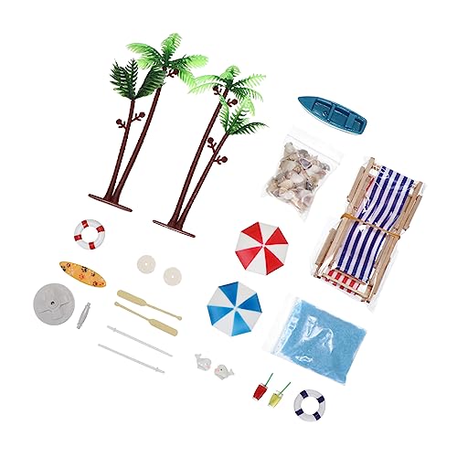 Vaguelly Sommer Accessoires Figuren Sandkasten Strandhütte-Duschvorhang Strandtuch strandspielzeug sandspielzeug Strand miniteich deko Harzornament Strandverzierung aus Harz Colorful von Vaguelly