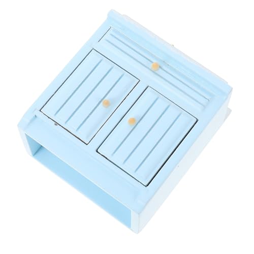 Vaguelly Spültischmodell Puppenhaus Heimdekoration Mini-waschtisch Kleines Hauszubehör Puppenhausdekoration Waschbecken Kleiner Holzwaschtisch Mini-hausverzierung Blue Hölzern von Vaguelly