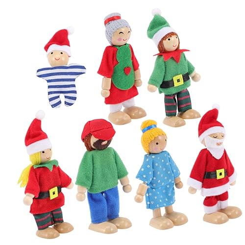 Vaguelly Teiliges Hölzernes Familienpuppen Spielset Für Puppenhaus Bewegliche Puppen Für Kreatives Rollenspiel Für Ab Jahren Weihnachtsedition Mit Figuren von Vaguelly