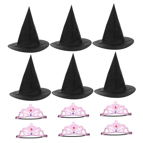Vaguelly Teiliges Set Prinzessin Kronen Schwarze Hexenhüte Weiche Leichte Kopfbedeckungen als Partydekoration Kostüm Accessoires für Kindergeburtstag Rollenspiel Mottoparty von Vaguelly