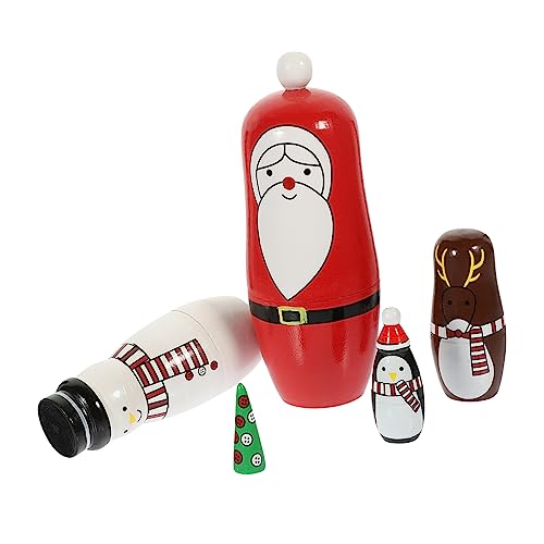 Vaguelly Teiliges Weihnachtsnesting Puppen Handgefertigte Lagige Weihnachtsdekoration Kindgerechtes Glatte Kanten Dekorative Russische für Festliche Wohnraumgestaltung von Vaguelly