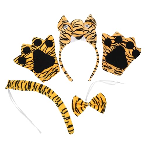 Vaguelly Tiger Kostüm mit Stirnband Schleife und Pfotenhandschuhen Robustes Wiederverwendbares Animal Cosplay Zubehör für Halloween Fasching und Kostümparty Komfortabel und Detailreich Vaguelly Tiger Kostüm mit Stirnband Schleife und Pfotenhandschuhen Robustes Wiederverwendbares Animal Cosplay Zubehör für Halloween Fasching und Kostümparty Komfortabel und Detailreich von Vaguelly