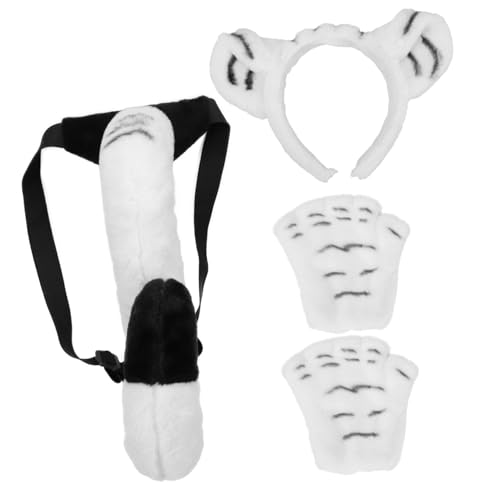 Vaguelly Tiger Kostüm mit Stirnband und Fingerlosen Tigerpfoten Handschuhen Cosplay Tier Requisiten für Fasching Geburtstag Karneval und Halloween Party Zubehör von Vaguelly
