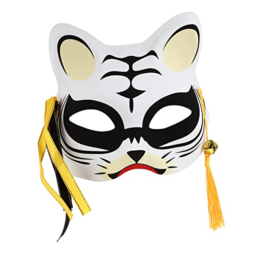 Vaguelly Tiger Maske halloween masken halloweenmaske gesichtsmaske halloween opmasken Katzenfrauenmaske leere Masken zum Dekorieren Cosplay-Maske Halbgesichtige Tigermaske Plastik Weiß von Vaguelly