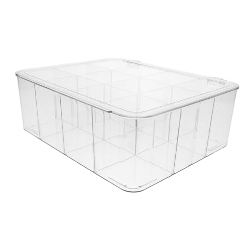 Vaguelly Transparente Kartenaufbewahrungsbox mit Fächern Abnehmbare Trennwände für Visitenkarten Kreditkarten und Ausweise Eleganter und Praktischer Organizer für Schreibtisch von Vaguelly