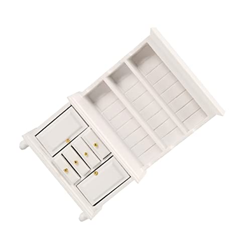 Vaguelly Puppenhaus-bücherregal Miniatur Mini-bücherregal 4 Schubladen Weiß Handgefertigte Miniaturmöbel Für Sammler von Vaguelly
