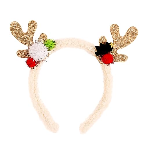 Vaguelly Weihnachtlicher Haarreifen mit Rentiergeweih und Bunten Kugeln Kuscheliger Plüsch Haarschmuck für Erwachsene Robustes Party Accessoire für Festliche Kostüme und Alltag von Vaguelly