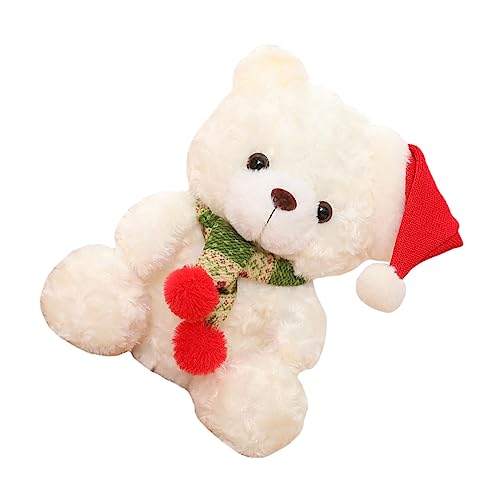Vaguelly Weißer Plüschbär Weihnachtsfigur aus Baumwolle Kuscheltier Tischdeko für Festliche für Weihnachtsfeier Wohnzimmer Schlafzimmer von Vaguelly