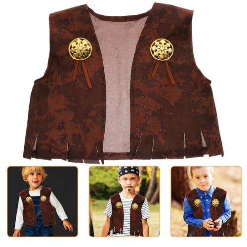Vaguelly Wilde Weste Halloween Costume Halloween Kleidung igelkostümkinder Halloween Clothes Clothes Rollenspielweste Westernweste für Festivalweste Kinderweste Gestrick Brown von Vaguelly