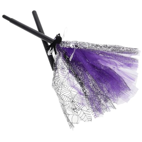 Vaguelly Zauberbesen Besen-Halloween Hexenbesen Erwachsener Kessel Halloween Party Halloween kinderparty Festival outift Cosplay Hexenbesen Zauberer Besen Stoff Violett von Vaguelly