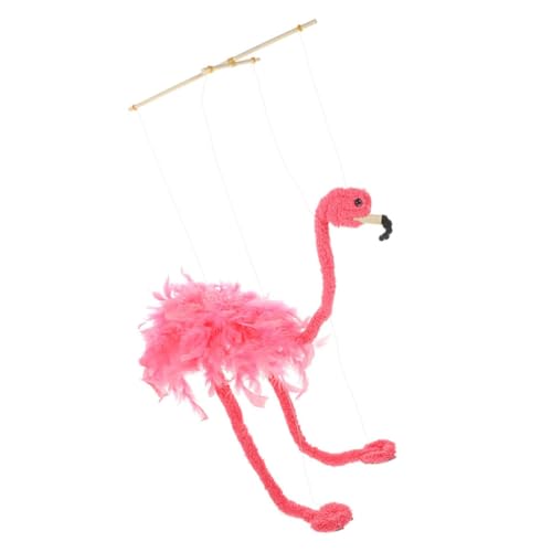 Vaguelly Zeichenfolge Flamingo-Puppe Marionette vorgeben, Puppenspiel zu Handpuppen für Flamingo Gartenverzierung pelzige Tierpuppe Figurenhandwerk Bambus Rosa von Vaguelly