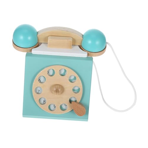 Vaguelly antikes Telefon kindertelefon Telefon Holz Pädagogisches holzspielzeug gefälscht Retro kleines Telefonspielzeug aus Holz Trainingsspielzeug hölzern Weiß von Vaguelly