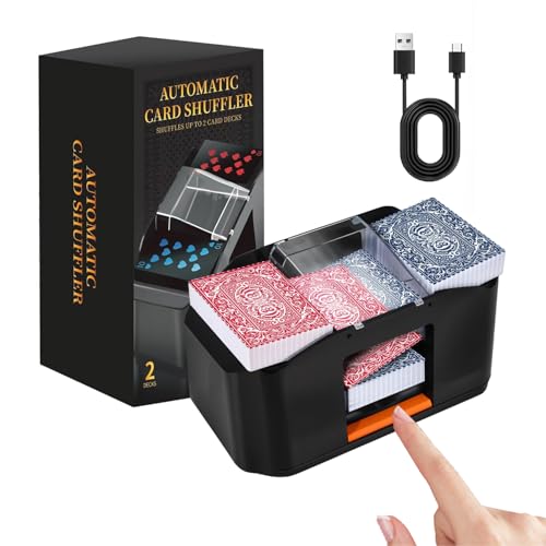 Vahlbeste Geräuscharmer Kartenmischmaschine Elektrische, Kkartenmischer Mit 3000mAh Akku, UBS Ladekabel, Mischmaschine Karten für 2 Decks, Karten Mischgerät für Familienkartenspiele, Texas Hold'em von Vahlbeste