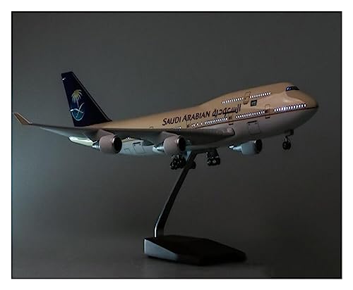 VaizA Flugzeuge Outdoor Toy 47-cm-Flugzeug Im Maßstab 1:150 Für 747 B747-400-Flugzeuge Saudi Arabian Airlines Modell W Leichte Räder Fahrwerke Druckguss-Kunststoffflugzeug (Größe : with Light) von VaizA