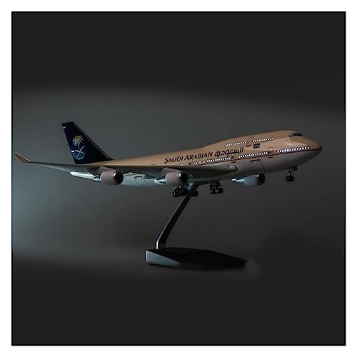 VaizA Flugzeuge Outdoor Toy 47 cm Großes Saudi-arabisches Boeing B747-Flugzeug, Modellflugzeug, Maßstab 1:160, Druckguss-Harz, Licht- Und Radflugzeug, Geschenk-Sammlung (Größe : with Light) von VaizA
