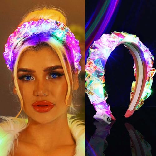 Vakkery Leuchtender Haarreifen Blinkende Led Haarbänder Laser Haarreif Leuchtende Festival Kopfschmuck Party Haarschmuck für Frauen und Mädchen von Vakkery