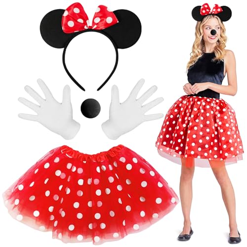 Vakki Minnie Maus FaschingskostüMe Damen, Karneval KostüM Damen Tutu TüLlrock+Mickey Maus Ohren+Handschuhe+Nase FaschingskostüMe Perfekt FüR Mode Karneval Motto Cosplay Party Vakki Minnie Maus FaschingskostüMe Damen, Karneval KostüM Damen Tutu TüLlrock+Mickey Maus Ohren+Handschuhe+Nase FaschingskostüMe Perfekt FüR Mode Karneval Motto Cosplay Party von Vakki