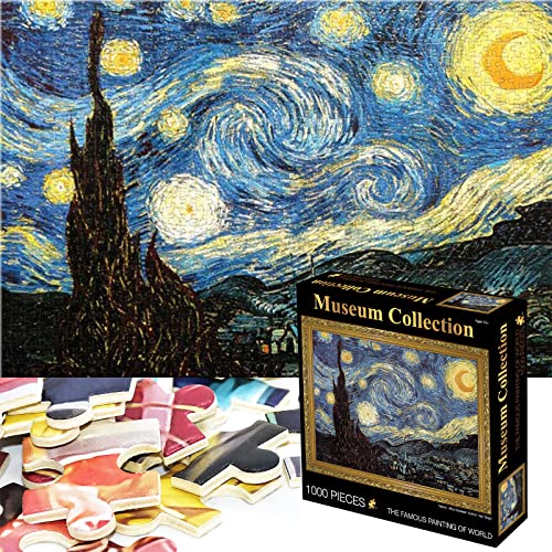 Puzzle 1000 Teile Unmögliche Puzzles für Erwachsene und Kinder 70 x 50 cm / 29,5 x 19,7 in Landschaft Schwer Puzzles DIY Wohnkultur Intellektuelles Spiel (Van Gogh-Sternennacht Abstract) von Valart