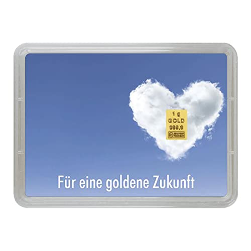 Goldbarren Goldene Zukunft - 1 Gramm 999.9 Feingold - Flipmotiv Goldene Zukunft - Goldgeschenk von Valcambi