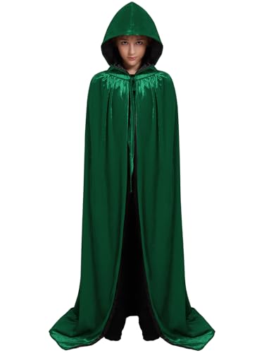 Valcatch Samt-Umhang mit Kapuze für Herren, Damen, Kinder, Jungen, Mädchen, Halloween-Kostüme, Weihnachten, ausgefallener Umhang, lange Roben für Hexe, Vampir, Cosplay, Partys, Outfits von Valcatch