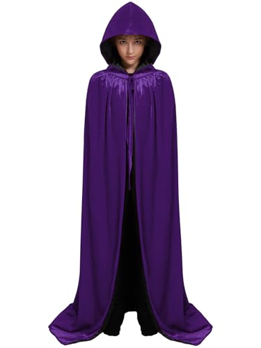 Valcatch Samt-Umhang mit Kapuze für Herren, Damen, Kinder, Jungen, Mädchen, Halloween-Kostüme, Weihnachten, ausgefallener Umhang, lange Roben für Hexe, Vampir, Cosplay, Partys, Outfits von Valcatch
