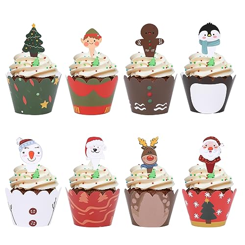 48 Stück Weihnachten Cupcake Topper und Wrappers,Weihnachten Party Dekoration,Christmas Cupcake Deko,Weihnachtsfeier Liefert,Schneemann/Weihnachtsmann/Rentier/Lebkuchenmann/Pinguine 48 Stück Weihnachten Cupcake Topper und Wrappers,Weihnachten Party Dekoration,Christmas Cupcake Deko,Weihnachtsfeier Liefert,Schneemann/Weihnachtsmann/Rentier/Lebkuchenmann/Pinguine von Valicaer