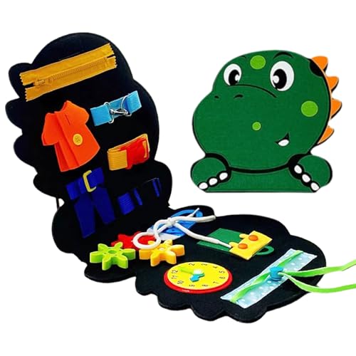 Valicaer Montessori Spielzeug ab 1-4 Jahre, Busy Board Activity mit Motorik- & Lernspielzeug für Kleinkinder, sensorisches Reisespielzeug Geschenk für Jungen und Mädchen (Grüner Dinosaurier) von Valicaer