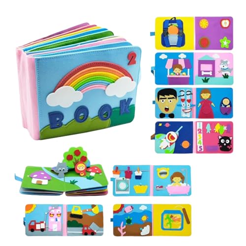 Valicaer Montessori Spielzeug ab 1-4 Jahre, Busy Board Activity mit Motorik- & Lernspielzeug für Kleinkinder, sensorisches Reisespielzeug Geschenk für Jungen und Mädchen (Regenbogenbuch) von Valicaer