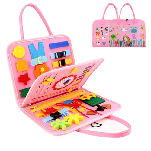Valicaer Montessori Spielzeug ab 1-4 Jahre, Busy Board Activity mit Motorik- & Lernspielzeug für Kleinkinder, sensorisches Reisespielzeug Geschenk für Jungen und Mädchen (Rosa) von Valicaer