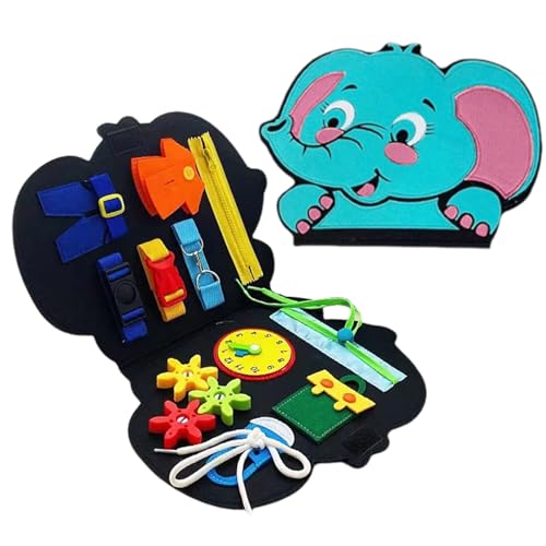 Valicaer Montessori Spielzeug ab 1-4 Jahre, Busy Board Activity mit Motorik- & Lernspielzeug für Kleinkinder, sensorisches Reisespielzeug Geschenk für Jungen und Mädchen (Rosa Elefant) von Valicaer