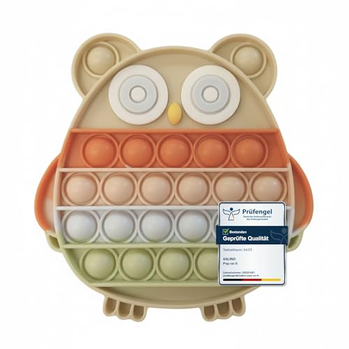 Pop-It Spielzeug Pastellfarben | Wasserfeste Bubble Fidget Toys für Kinder | Sensorik Spielzeug aus hochwertigem Silikon (Eule - BPA Frei) von Valino