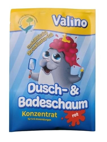 Valino Dusch- und Badeschaum Nachfüllpack - Rot - Wiederbefüllbarer Spender - Ohne Aerosol - 1 Stück von Valino